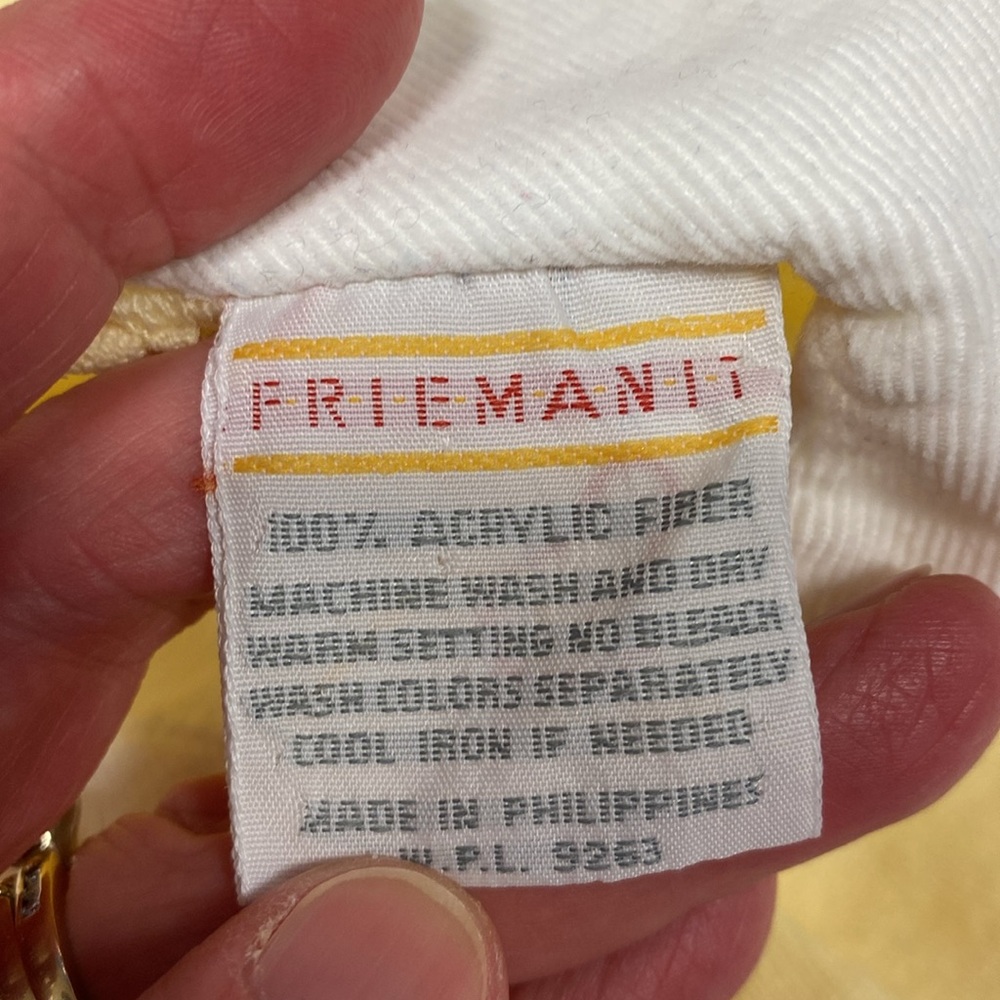 Vintage friemanit knit Yellow Kids sheep One Piece footed unisex play suit 6m - Picture 7 of 9